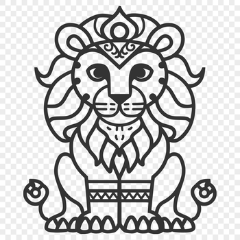 A sitting lion with a full body pose, suitable as vector art for various designs and crafts.