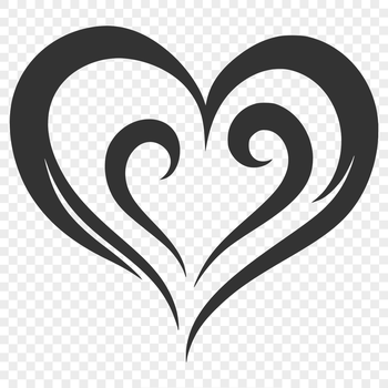 A simple geometric shape in the form of a heart, suitable for vector graphics design.