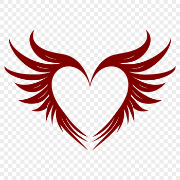 A stylized red heart shape with a rounded contour.
