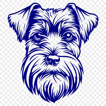 Illustrated vector design of a Miniature Schnauzer dog's head, suitable for digital crafting and design projects.
