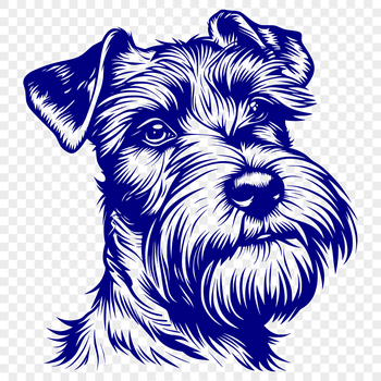 A vector illustration of a friendly Miniature Schnauzer dog's head.