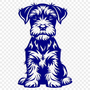 A small, sitting dog with a distinctive beard and mustache.