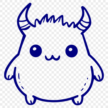 A small, friendly monster with rounded features and colorful details.
