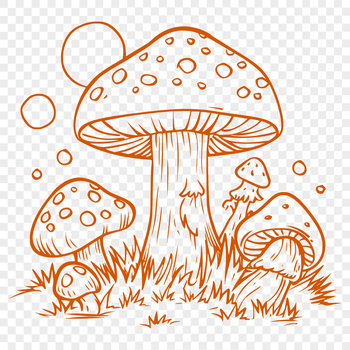 A digital illustration of a mushroom with detailed design elements suitable for various uses.