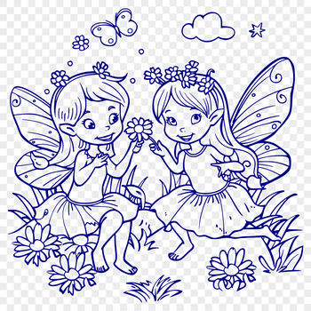 Illustration of a mythical fairy in full body, suitable for vector design and printing.