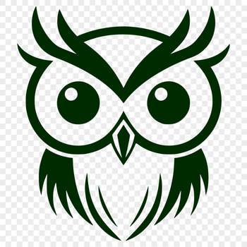 A detailed illustration of an owl's head, designed as a vector graphic.