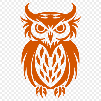 A detailed illustration of a perched owl's full body, depicted in a realistic style.