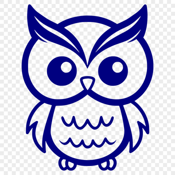 Simple line drawing of a full-body owl in a stylized animal design.