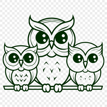 A detailed illustration of a full-body owl with endearing features.
