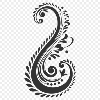 A traditional ornate paisley shape used as a design element in various vector formats.