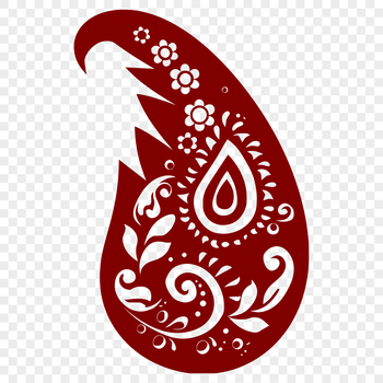A stylized ornate paisley design with intricate details suitable for vector art and cutting machine applications.