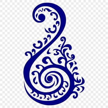 An illustration of a traditional paisley design featuring curved lines and symmetry.