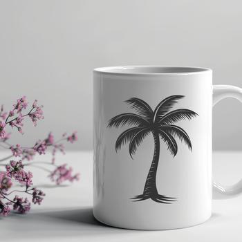 A single palm tree illustration with green foliage and trunk.