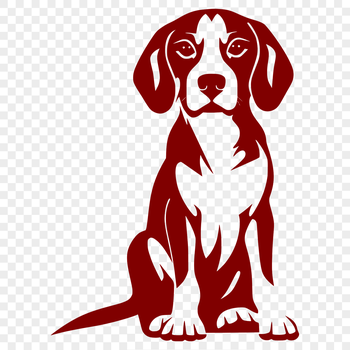 A full-body illustration of a sitting beagle dog breed.