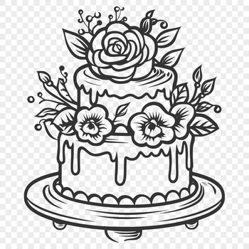A colorful floral patterned birthday cake design suitable for vector art projects.