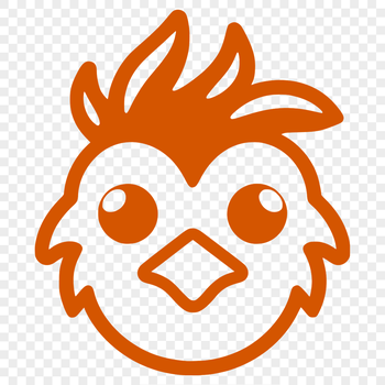 A simple line drawing of a chicken's head, suitable for use as clip art in designs.