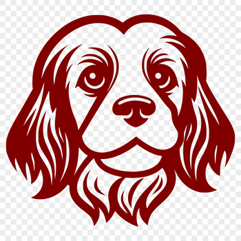 A portrait of a Cocker Spaniel's head with floppy ears and sweet expression.