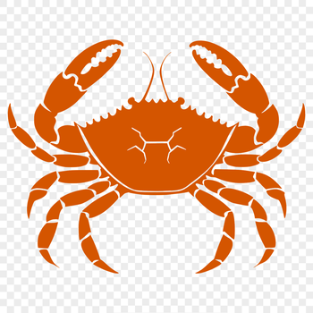 A colorful illustration of a crab in full body view, suitable for graphic design and crafting projects.