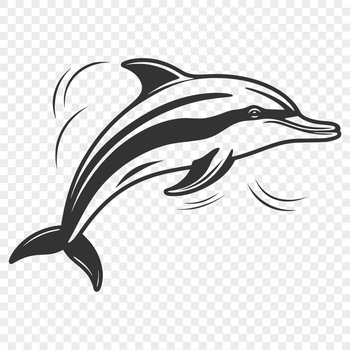 A detailed illustration of a dolphin's full body, suitable for graphic design projects.