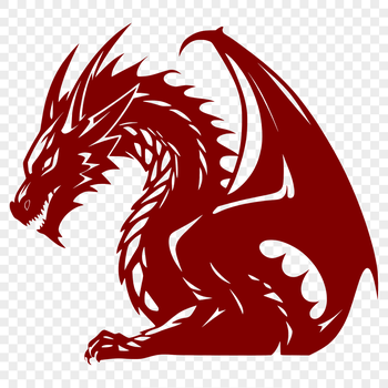 Mythical creature vector illustration featuring a large dragon with scales and wings.