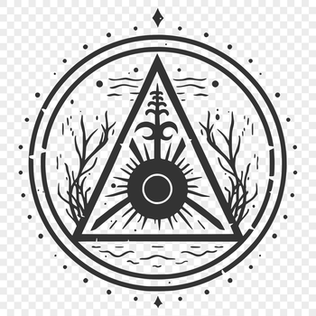 Illustration of a mysterious witch surrounded by gothic symbols, perfect for Halloween decoration and vector art.