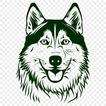 A detailed illustration of a Husky's head, suitable for vector design and cutting machine projects.