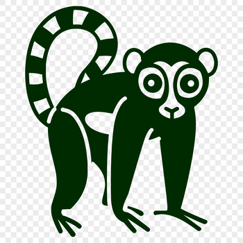 A graphic illustration of a lemur in full body pose.