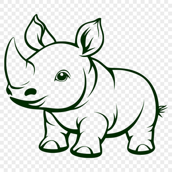 A stylized illustration of a rhinoceros, suitable for graphic design projects.