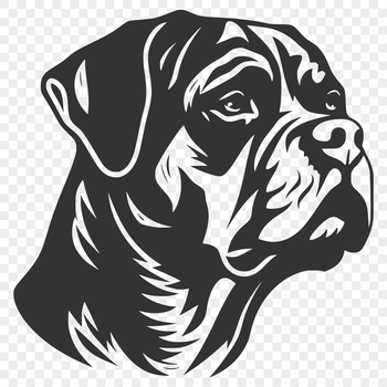 A high-quality vector illustration of a rottweiler's head, suitable for digital cutting and crafting.