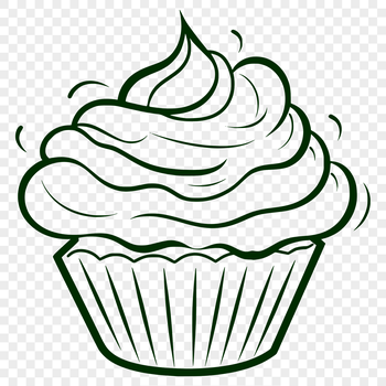A simple line drawing illustration of a sweet treat on a plate.