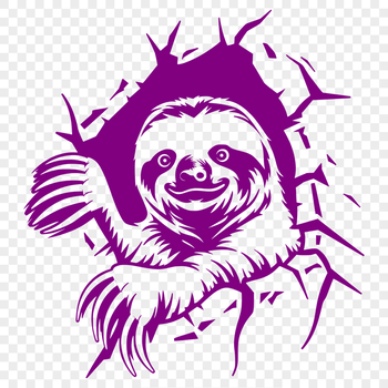 Creative Sloth Smashing Through Wall DXF