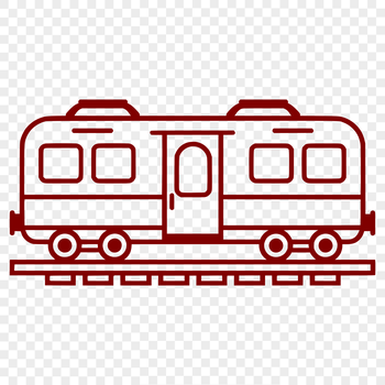 A simple line drawing of a locomotive with a car attached, suitable for digital cutting machines.