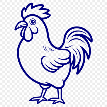 A high-quality illustration of a farm animal, featuring a chicken in full body pose.