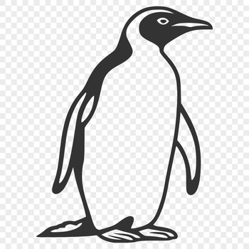 Close-up illustration of a penguin in full-body pose, suitable for digital crafting and design.
