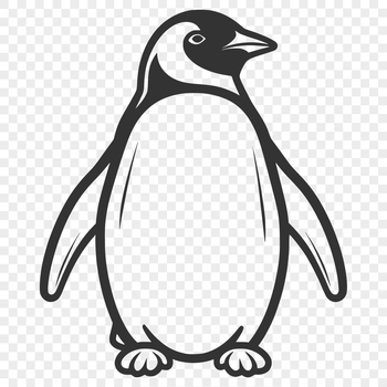 A detailed illustration of a penguin in its natural habitat, emphasizing its full body shape.