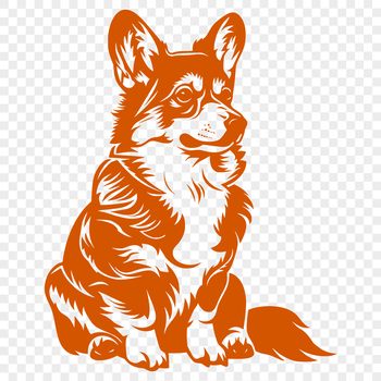 A seated Corgi, a small dog breed, in full view.