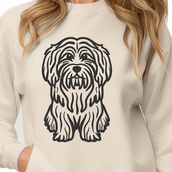 An SVG vector art design featuring a Havanese in a seated position.
