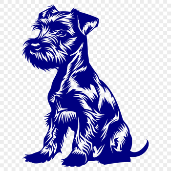 An SVG vector drawing of a Miniature Schnauzer breed dog in a sitting position.