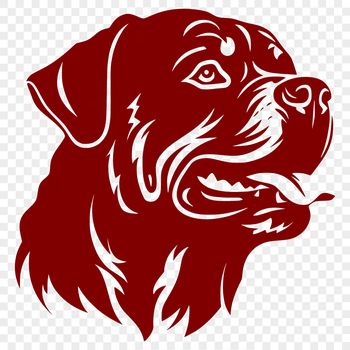 A detailed illustration of a Rottweiler's head, suitable for digital design and cutting machine projects.