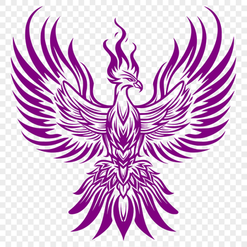 A mythical creature with feathers and flames, depicted in full-body pose.