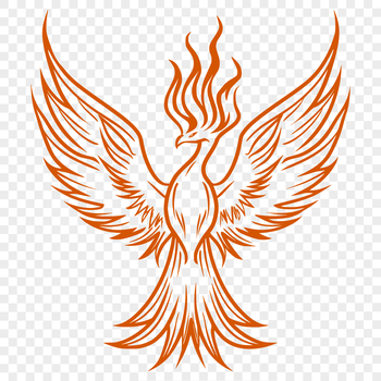 Illustration of a mythical phoenix in full body pose