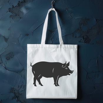 A full-body illustration of a standing farm animal, a pig.