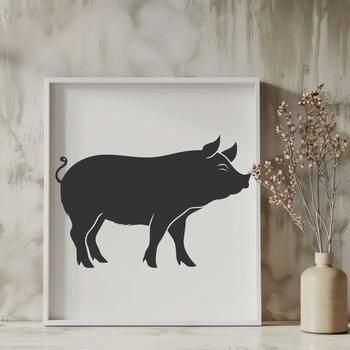 A digital illustration of a pig standing upright with its full body visible.