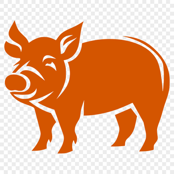 Illustrative rendering of a standing pig with full body view.
