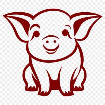 An illustration of a sitting farm animal pig.