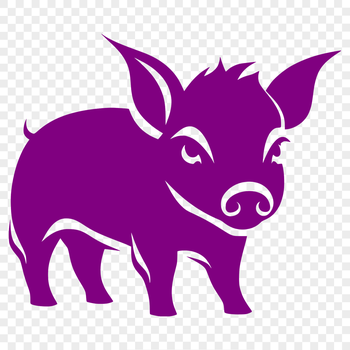 A standing farm animal with curly tail, depicted in full body form.