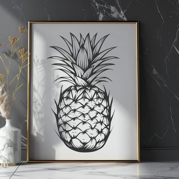 A high-resolution SVG image of a pineapple graphic suitable for printing or digital design.