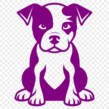 A high-quality illustration of a pitbull sitting in a relaxed pose, suitable for various uses including clip art.