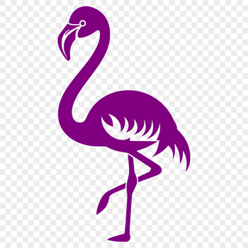 A stylized illustration of a flamingo in full body pose, suitable for use as clip art or vector design.