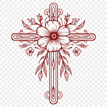 A simple metal cross with floral motifs adorning the arms.